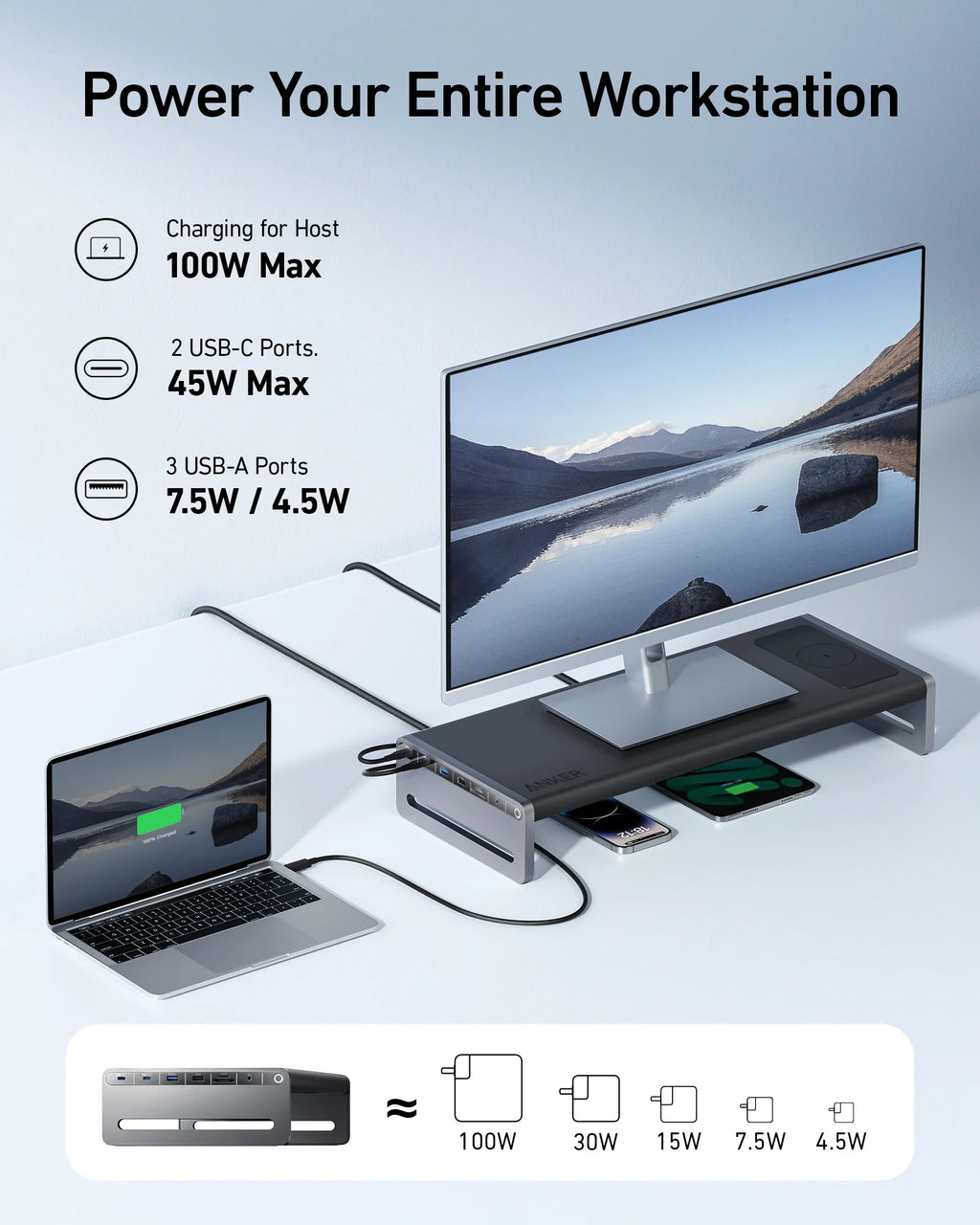 Nuevo Anker 675: un hub con todo tipo de puertos que eleva el monitor y carga el portátil con hasta 100 W